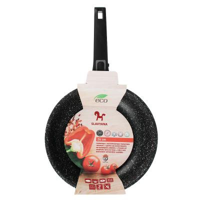 СЛАВЯНА Уран Сковорода литая d26см, антипригарное покрытие Мрамор, индукция, съемная ручка