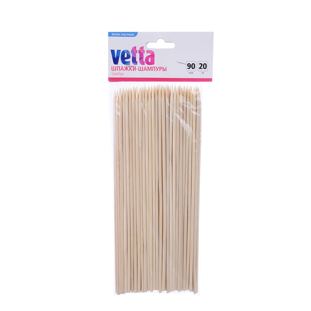 VETTA Шпажки-шампуры 90шт, бамбук, 20см, d 3мм