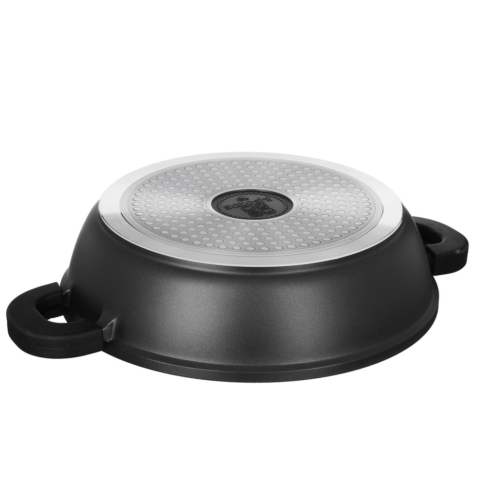 SATOSHI Лион Сотейник с крышкой 2,5л d24х7см, а/приг.покр.Мрамор, силик.протекторы ручек, индукция